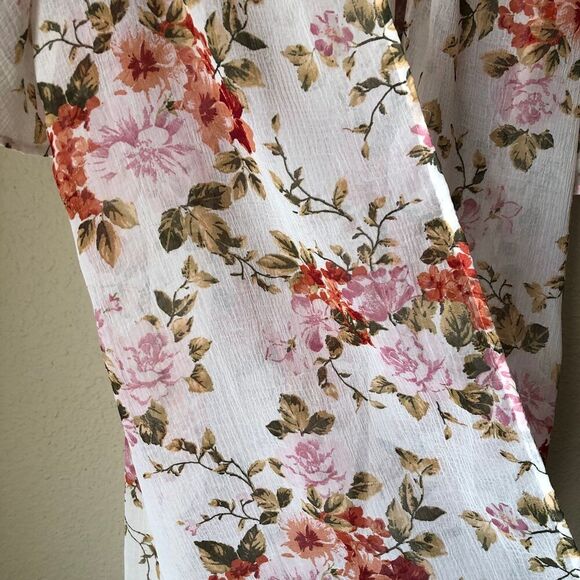 American Eagle Outfitters Medium Kimono Cardigan Rose Print Sheer Cottage Core - Picture 5 of 11